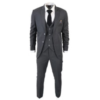 IM1 Men's Classic Charcoal Plain Tailored Fit 3-Piece Suit