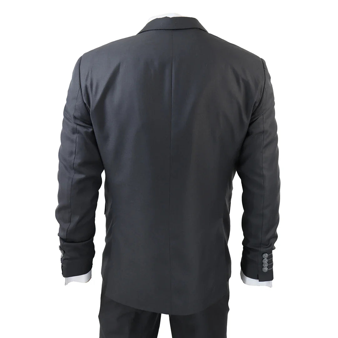 IM1 Men's Classic Charcoal Plain Tailored Fit 3-Piece Suit