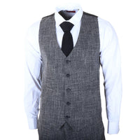 IM33 - Мъжки черен костюм от 3 части с приталена кройка