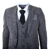 IM33 - Мъжки черен костюм от 3 части с приталена кройка