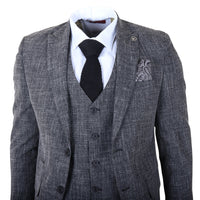 IM33 - Мъжки черен костюм от 3 части с приталена кройка