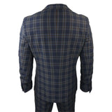 MT22Z0720 - Men's Navy Blue 3 Piece Check Suit