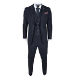 Ryan Men's Navy 3-Piece Tweed Slim Fit Suit