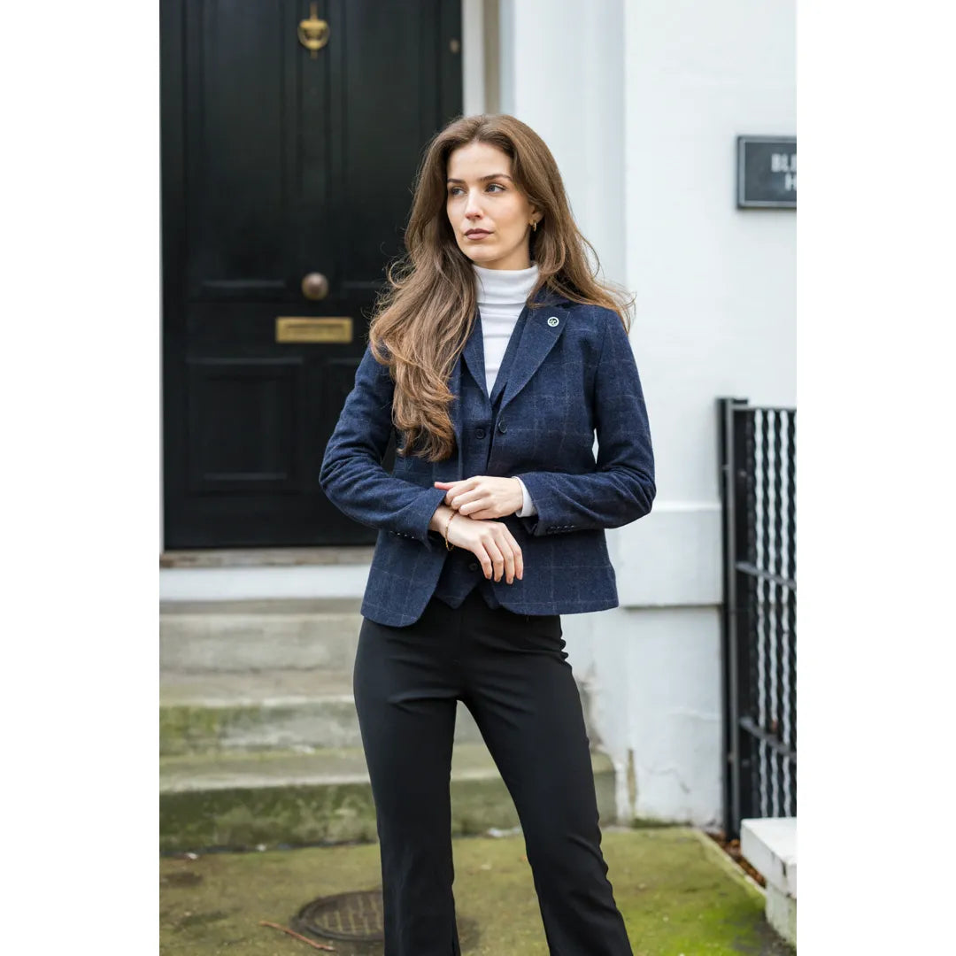 TPSTZ72 - Дамско тъмносиньо сако от туид Елек