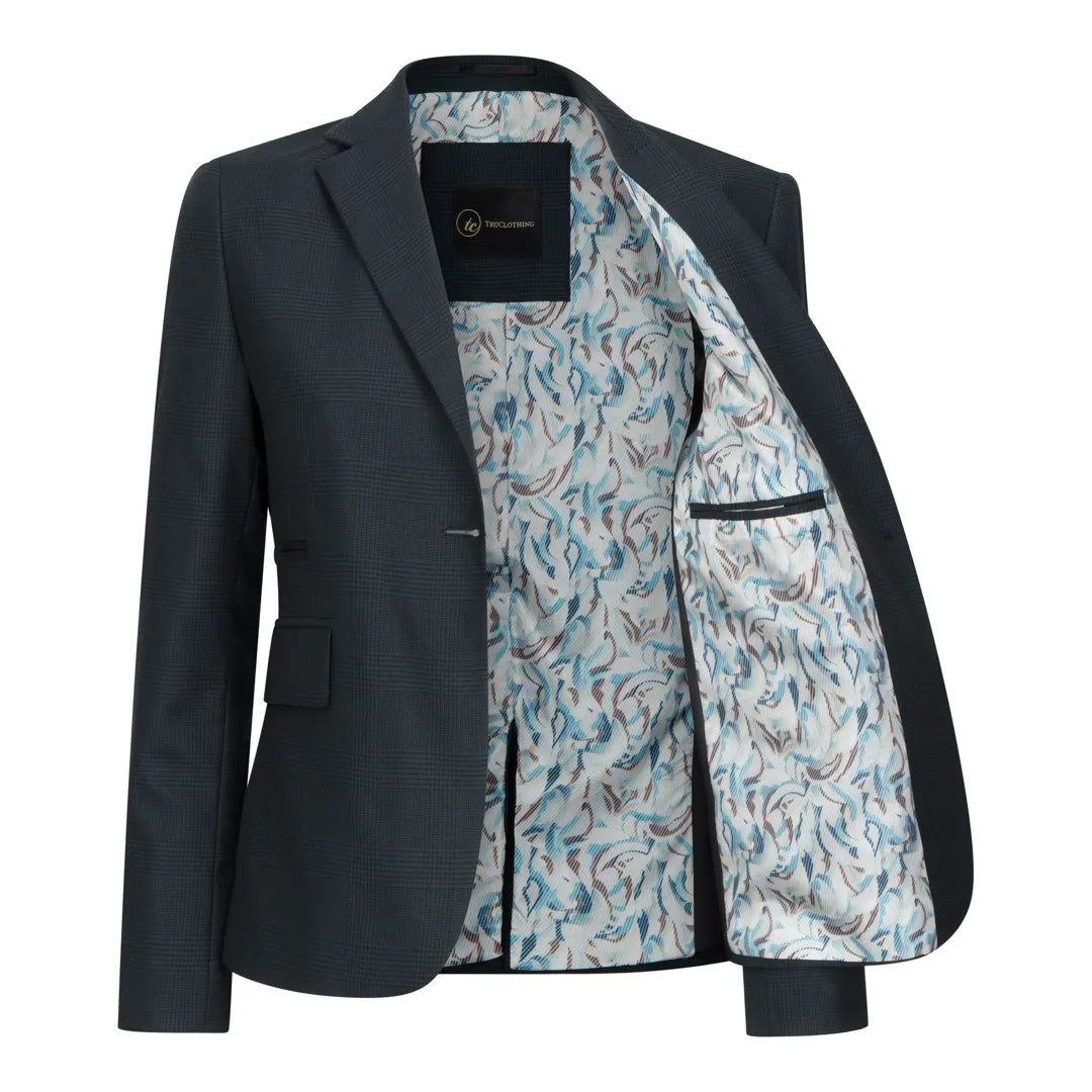 TPW53 - Дамски зелен костюм от 3 части, кариран с принц на Уелс