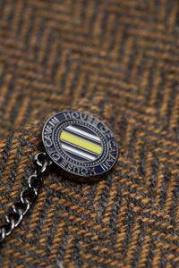 Thomas - Мъжки кафяв костюм от 3 части от вълнен туид