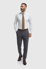 Thomas - Мъжки тъмносин костюм от 3 части от вълнен туид