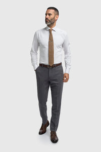 Thomas - Мъжки тъмносин костюм от 3 части от вълнен туид