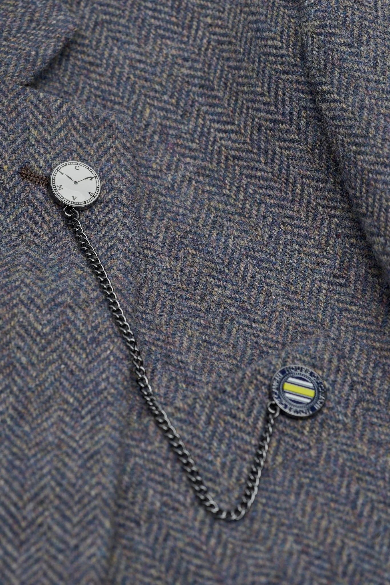 Thomas - Мъжки тъмносин костюм от 3 части от вълнен туид