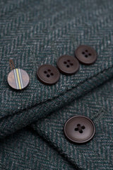 Thomas - Маслиненозелен костюм от 3 части от вълнена смес от туид