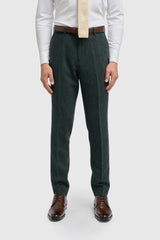 Thomas - Маслиненозелен костюм от 3 части от вълнена смес от туид