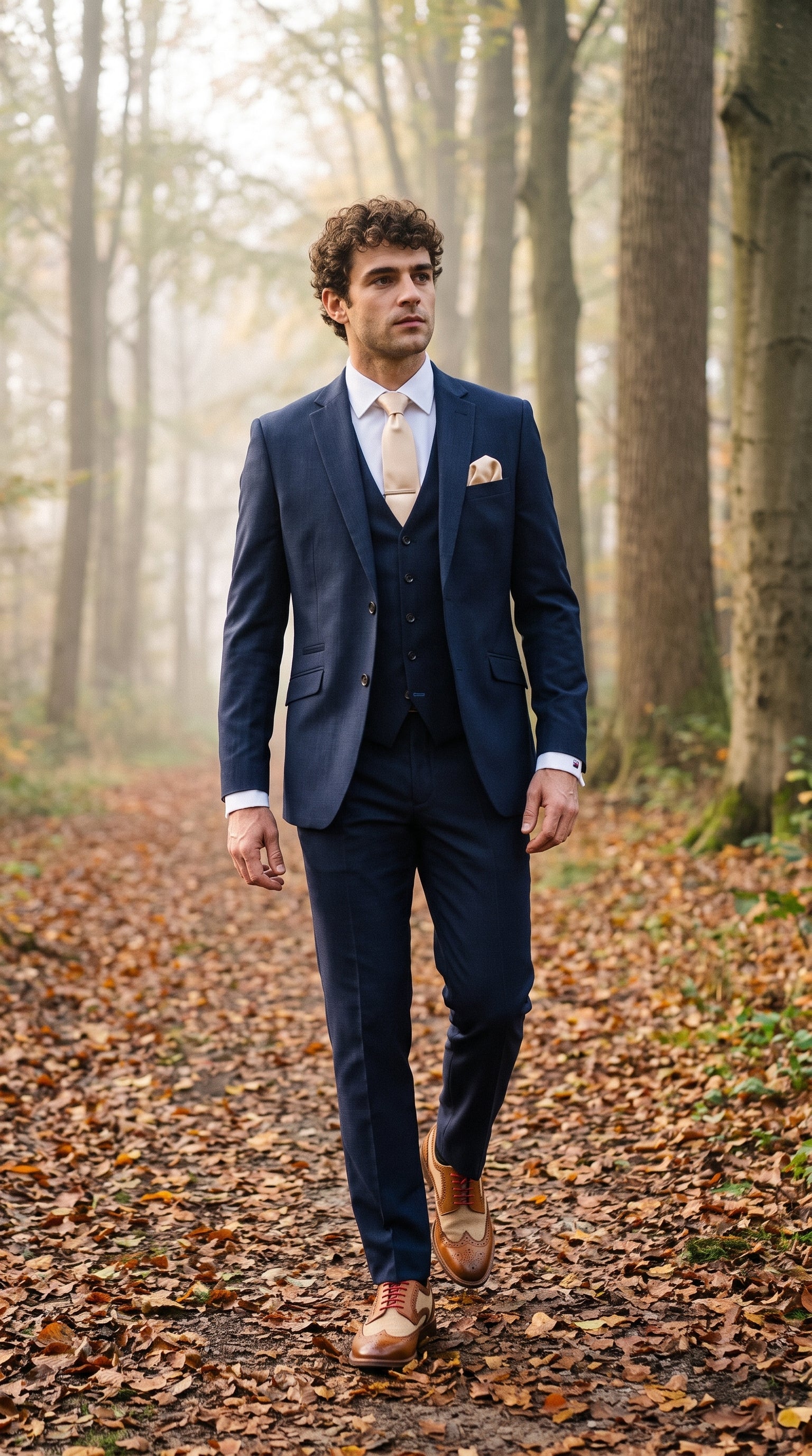Look #496 styled with Мъжки тъмносин костюм по кройка