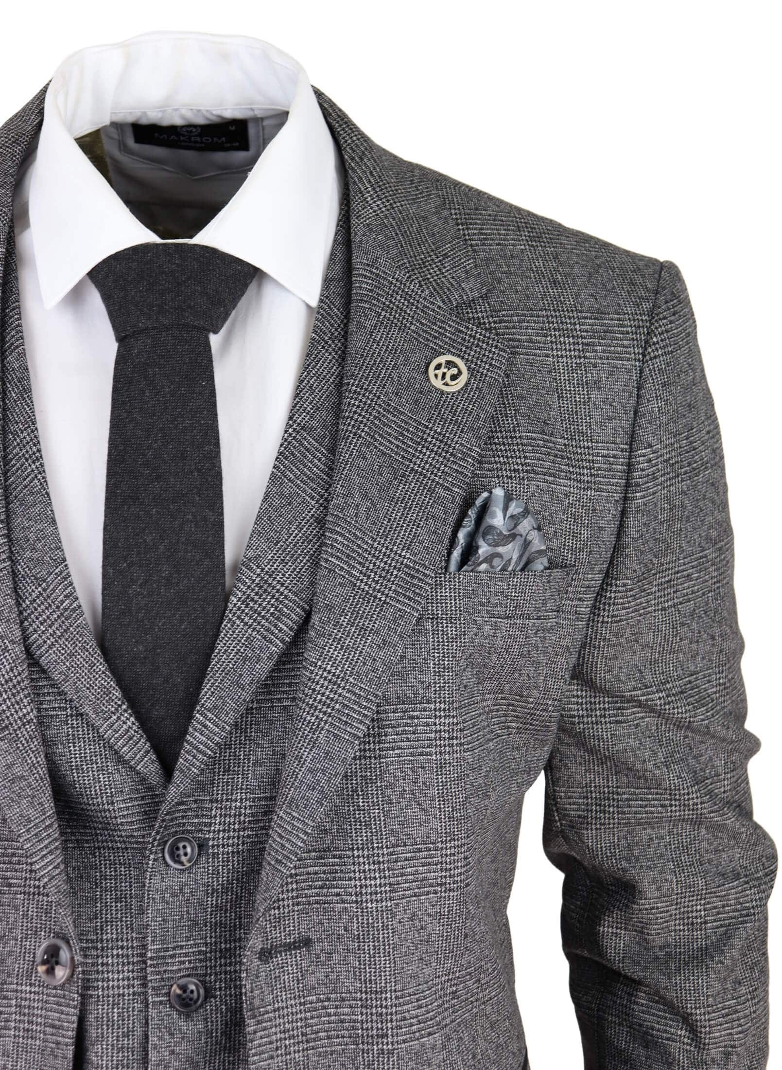 Men's Grey Glen Check 3 Piece Suit