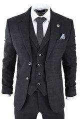 Men's Black Glen Check 3 Piece Suit