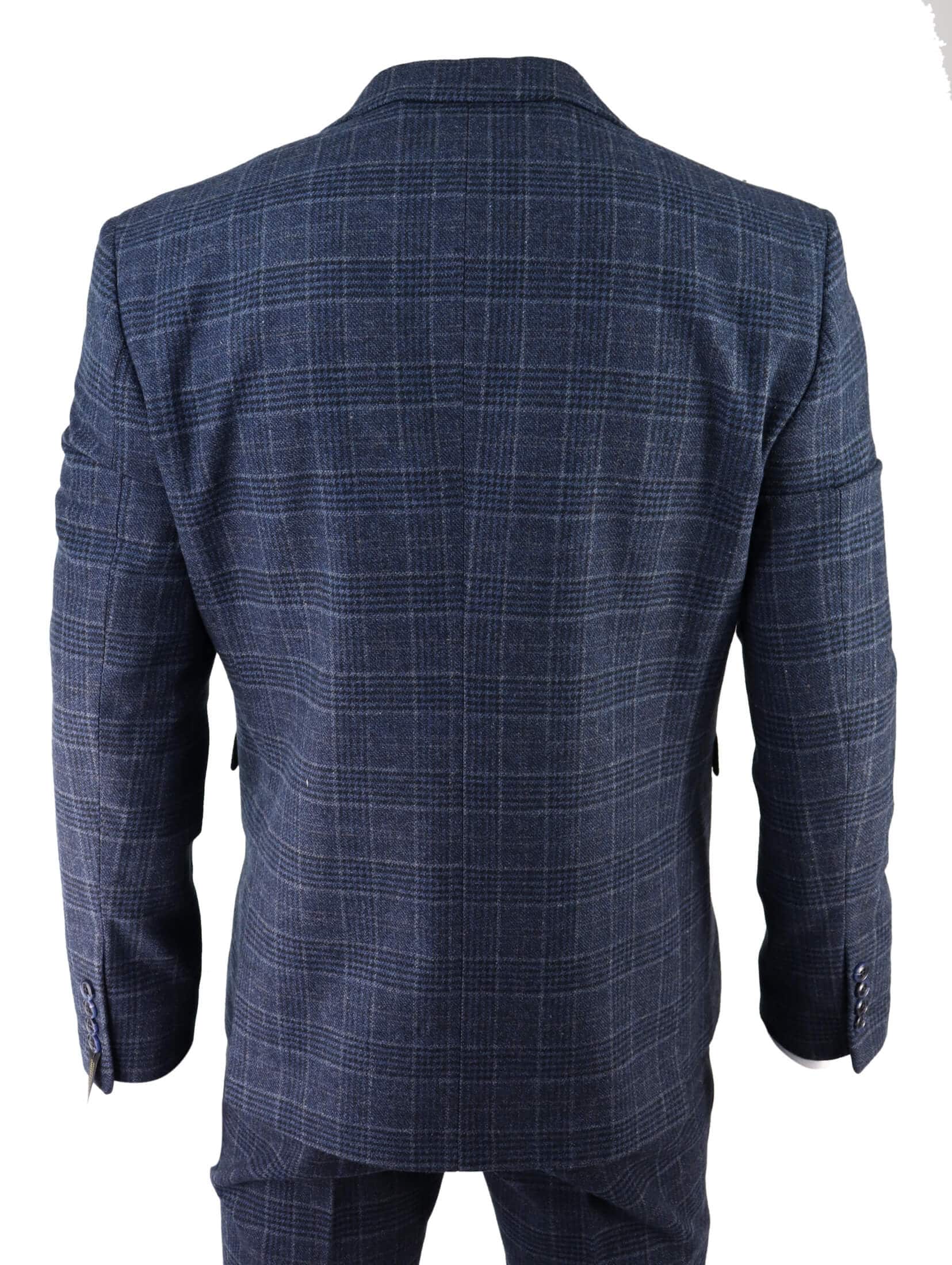 Men's Blue Tartan Check 3 Piece Suit