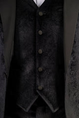 AK-26 Men's Black 3-Piece Velvet Wedding Tuxedo with Satin Lapels
