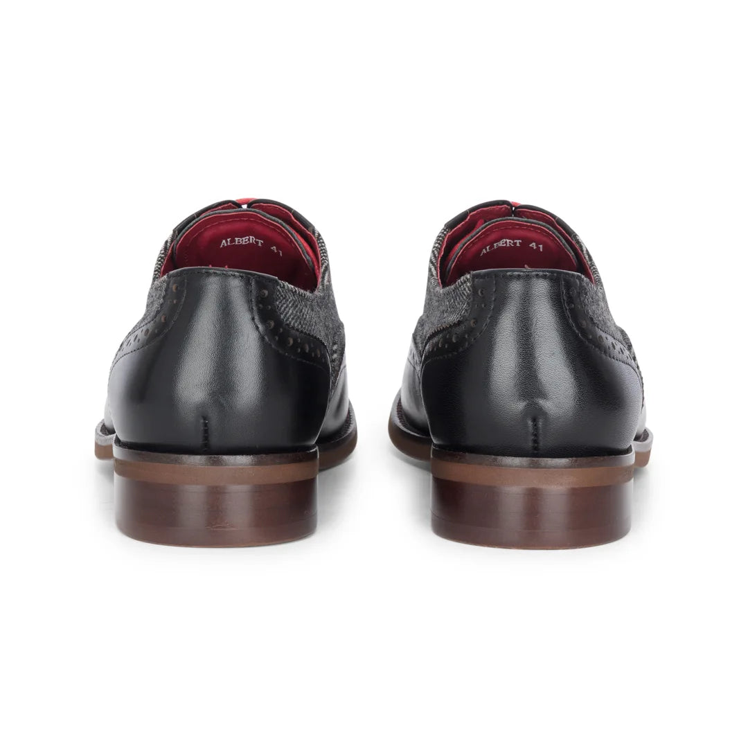 Albert - Мъжки черни кожени туидови обувки броги