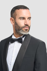 Aspen - Мъжки черен смокинг сватбен костюм от 2 части