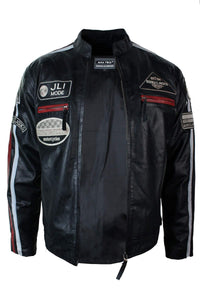 Real Leather Classic Retro Mens Biker Racer Jacket Desert Brown Grey Casual-Black