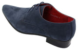 Mens Laced Pointed Suede Leather Blue Italian Design Shoes Smart Casual