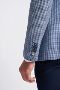 Мъжки костюм от 3 части Baresi в сив и тъмносин контрастен класически летен каре