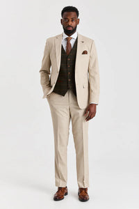 Бежов костюм Belmont с туид Harris Green Елек
