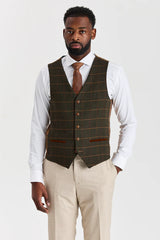 Бежов костюм Belmont с туид Harris Green Елек