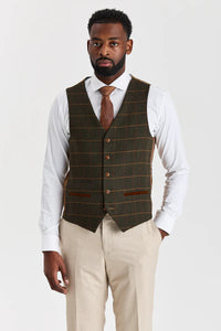 Бежов костюм Belmont с туид Harris Green Елек