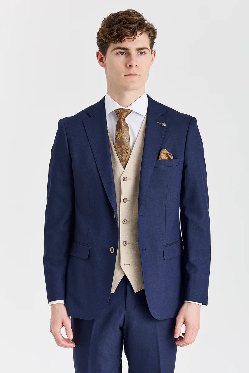 Тъмносиньосен костюм Belmont с контрастен бежов цвят Belmont Елек