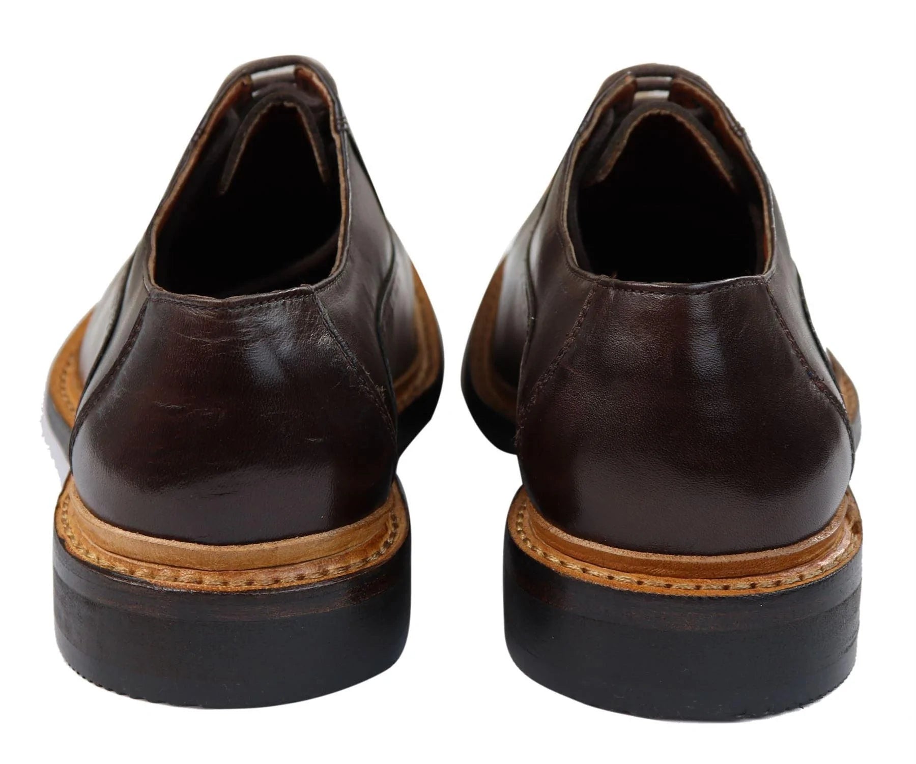 Mens Brogue Oxford Shoes Tan Black Laced Leather Goodyear Welted