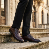 Cambridge - Мъжки тъмнокафяви обувки Derby с броги тип Wingtip