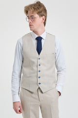 Мъжки кремав сватбен костюм от 3 части - Cavani Caridi