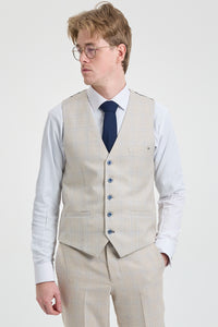 Мъжки кремав сватбен костюм от 3 части - Cavani Caridi