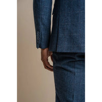 Carnegi - Men's Navy Check Tweed Blazer