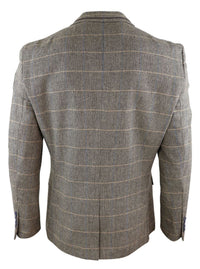 Mens Herringbone Check Vintage Blazer - Cavani Albert-Tan