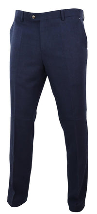 Mens Vintage Tweed Suit Trousers - Navy