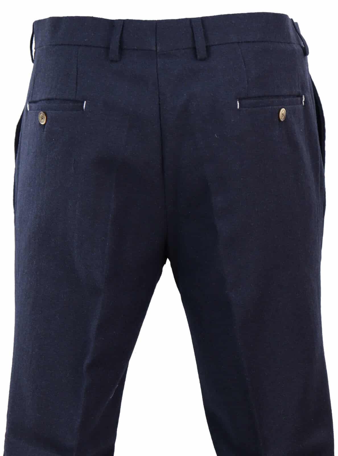 Mens Vintage Tweed Suit Trousers - Navy