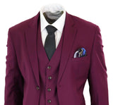 Cavani Magnus - Men's 3 Piece Cassic Burgundy Wine Suit