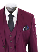 Cavani Magnus - Men's 3 Piece Cassic Burgundy Wine Suit