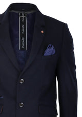 Cavani Mens Classic 3/4 Length Navy Overcoat