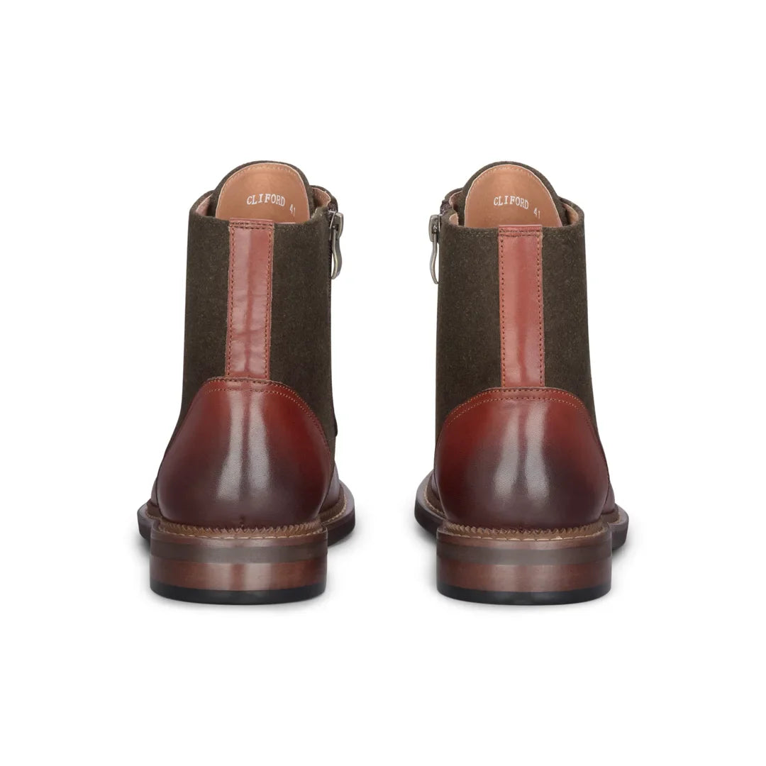 Clifford - Мъжки кафяви боти тип брог от естествена кожа