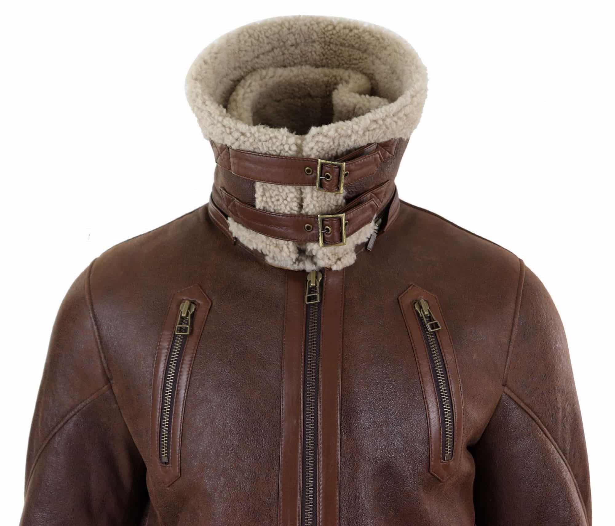 Mens 3/4 Shearling Sheepskin Long Jacket