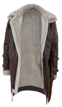 Mens 3/4 Shearling Sheepskin Long Jacket