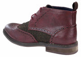Mens Leather & Tweed Laced Ankle Boots