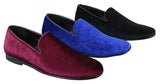 Elong DD0083 - Mens Velvet Slip On Paisley Driving Shoes Loafers Smart Casual Wine Navy Black