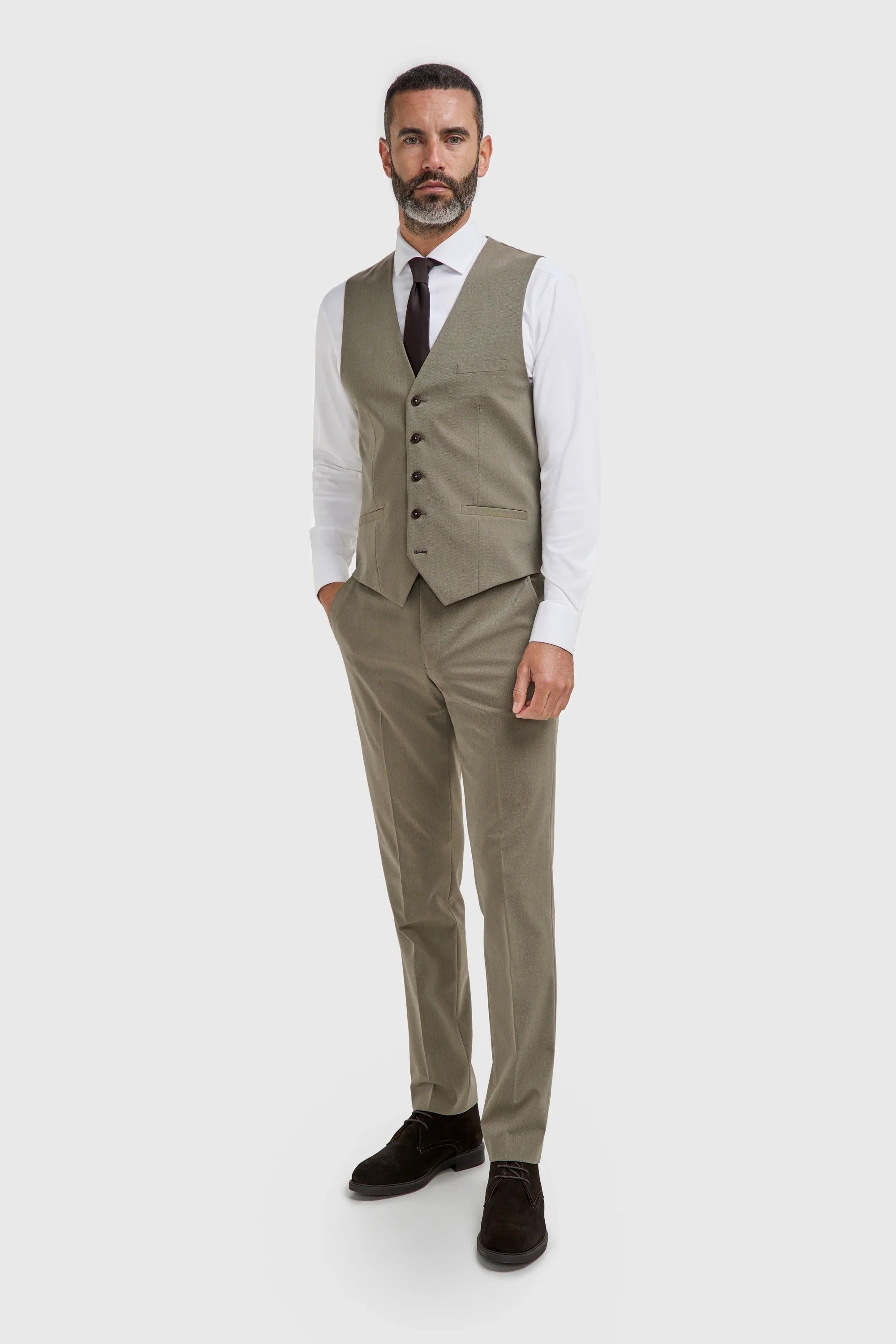 Донатела - Мъжки костюм от 3 части в цвят салвия зелен