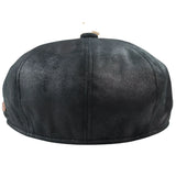 Men's 8 Panel Razor Baker Boy Hat PU Leather Blinders Newsboy Flat Cap Black