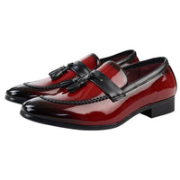 Men's Patent Tassel Slip On Red Loafers