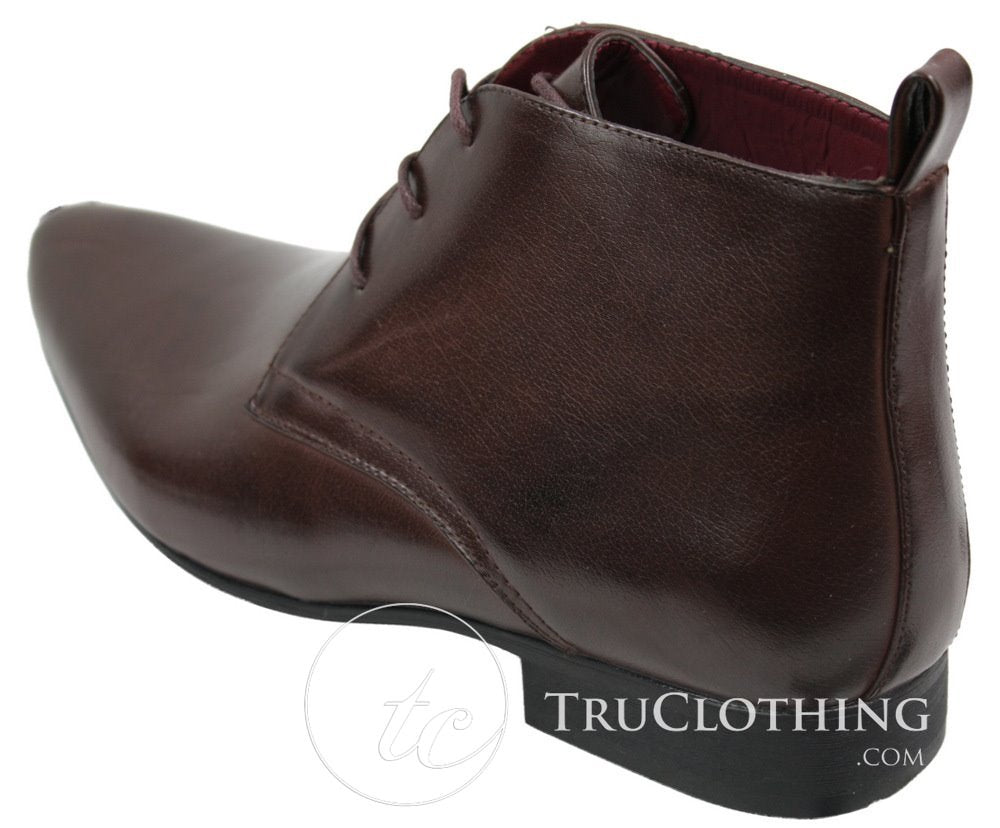 Mens Black Brown Leather Ankle Boots Italian Smart Chesea Dealer Slip On