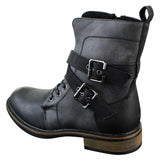 Mens Punk Rock Goth Emo Biker Ankle Boots Leather Buckle Fur Fleece Lined
